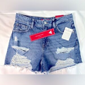 Guess jean shorts, size 27 women’s, distressed, new with tag.